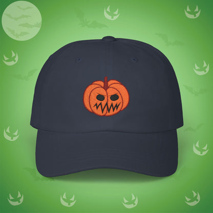 Embroidered Jackolantern Angry Face Halloween Pumpkin Dad Cap Unisex