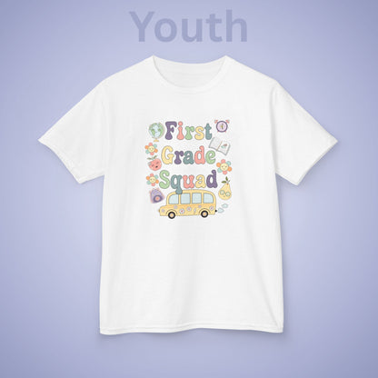 First Grade Squad Retro Kids Cotton T Shirt Back To School Youth