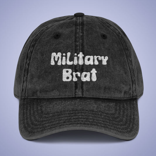 Vintage Military Brat Cap - Comfortable Embroidered Hat for Active Families