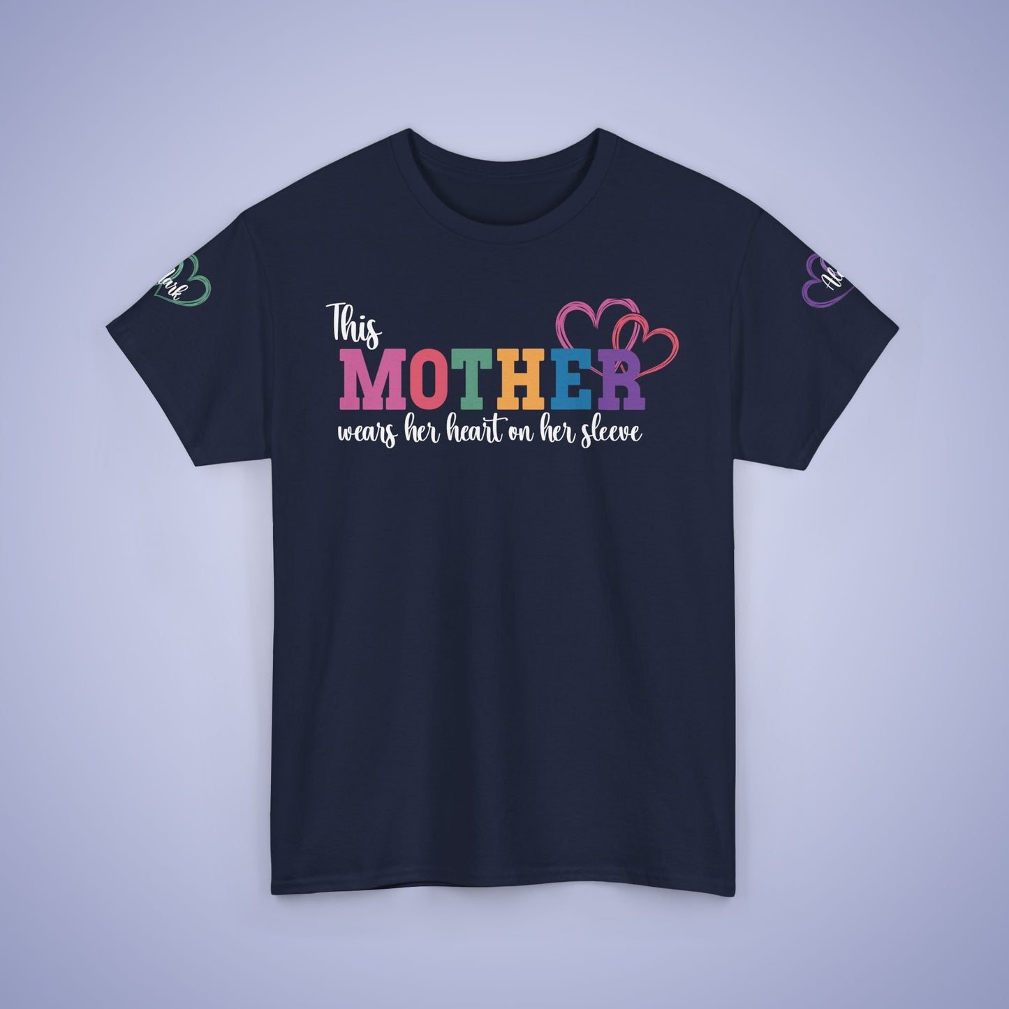 This Mother Wears Her Heart on Her Sleeve Unisex Heavy T Shirt Personalized