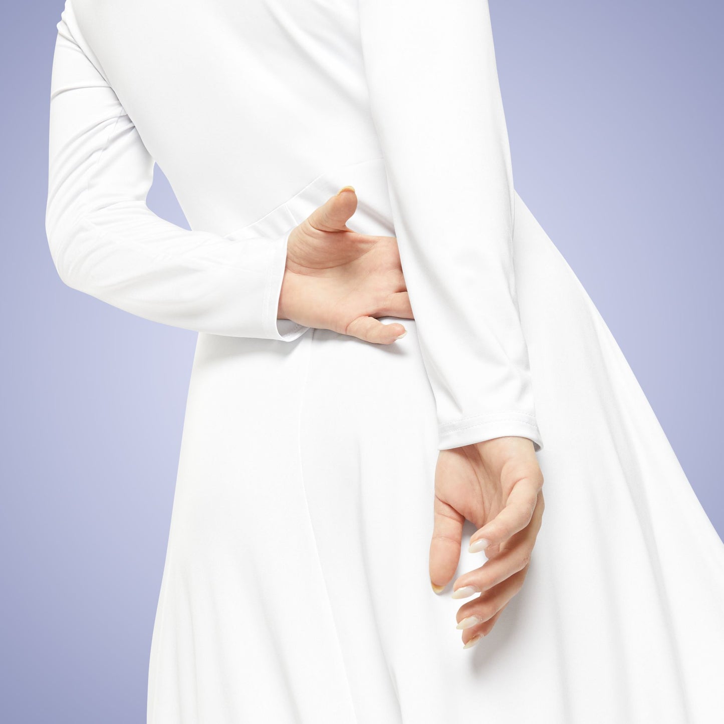 Women's Blank White Long Sleeve Dance Dress