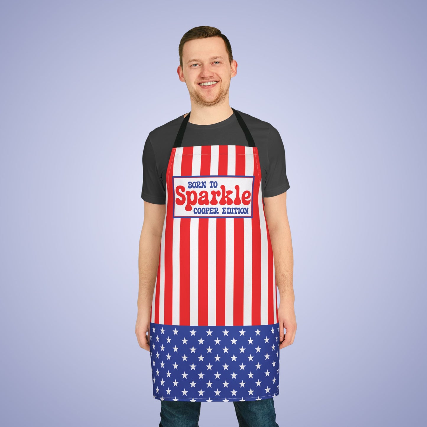 Born to Sparkle Personalized Patriotic July 4th Home Decor Kitchen Apron USA Flag