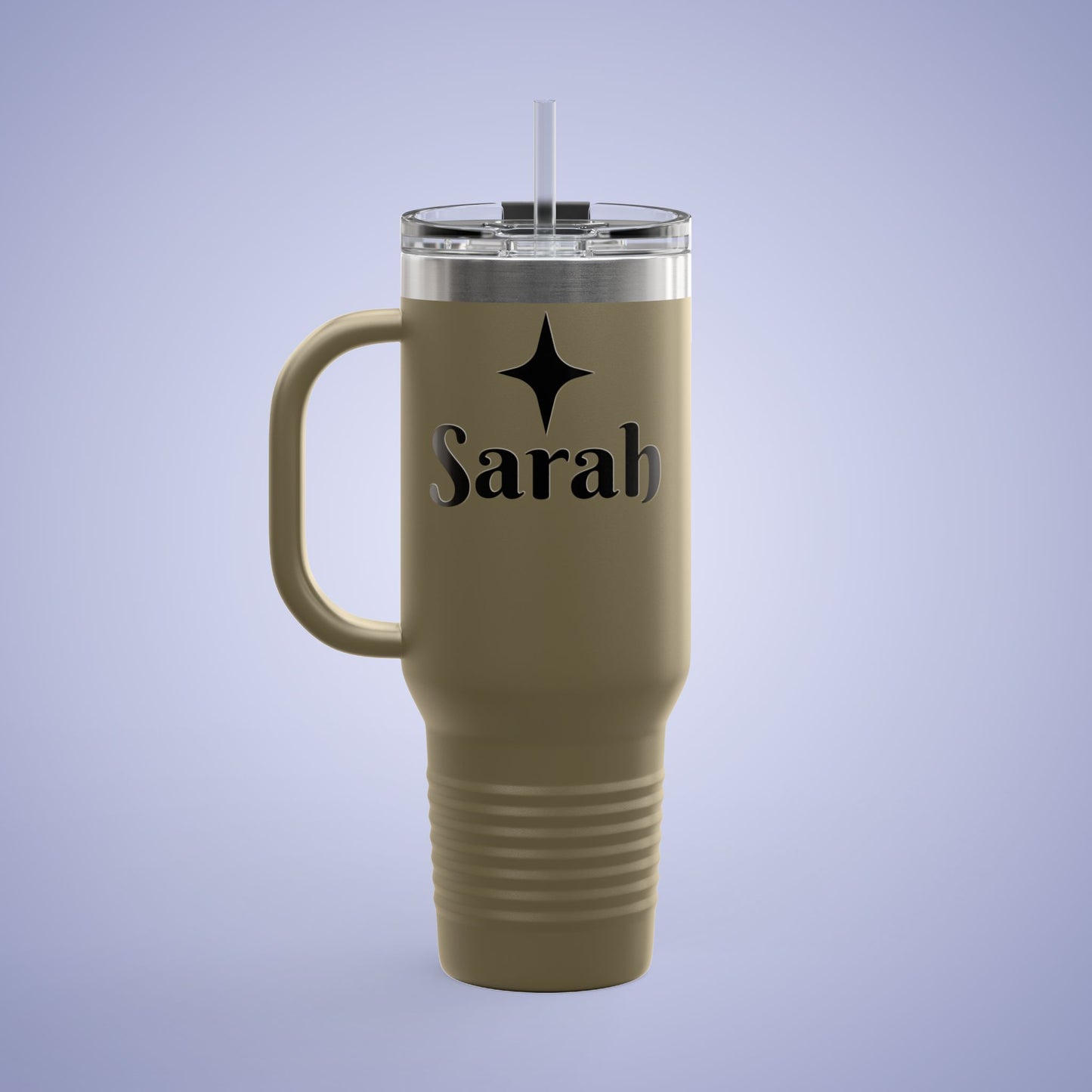 Personalized Insulated Travel Mug - 40oz, Custom Name Mug for Coffee Lovers Olive Green