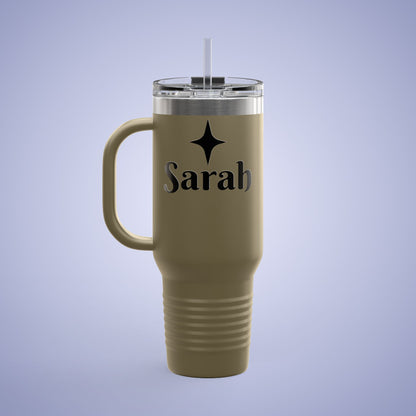 Personalized Insulated Travel Mug - 40oz, Custom Name Mug for Coffee Lovers Olive Green