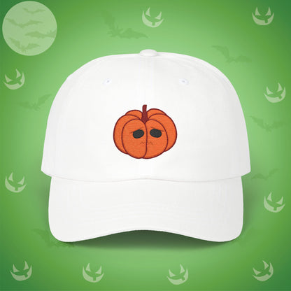 Embroidered Jackolantern Worried Face Halloween Pumpkin Dad Cap Unisex