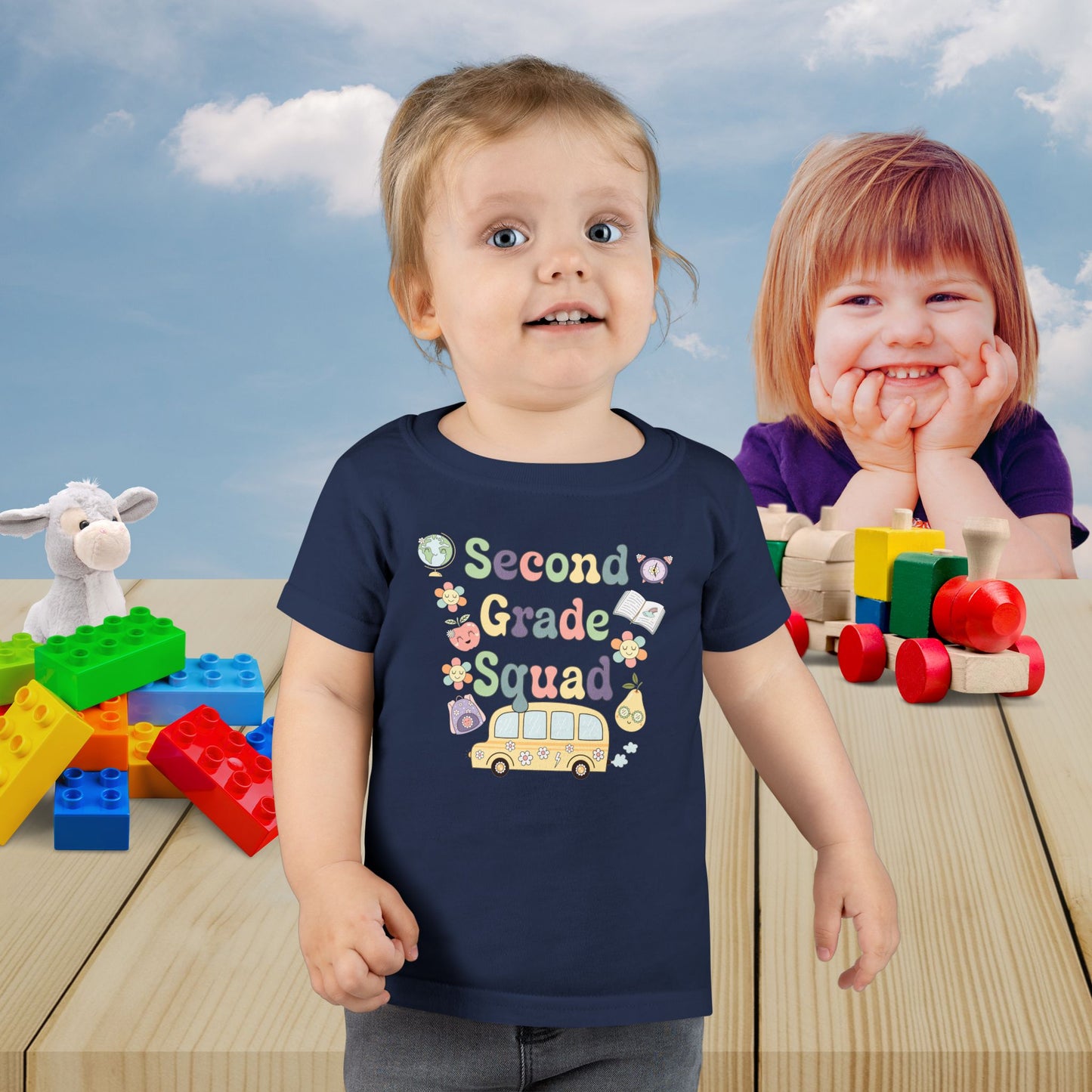 Second Grade Squad Retro Fun Kids Cotton T Shirt Back To School Toddler