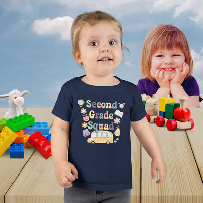 Second Grade Squad Retro Fun Kids Cotton T Shirt Back To School Toddler
