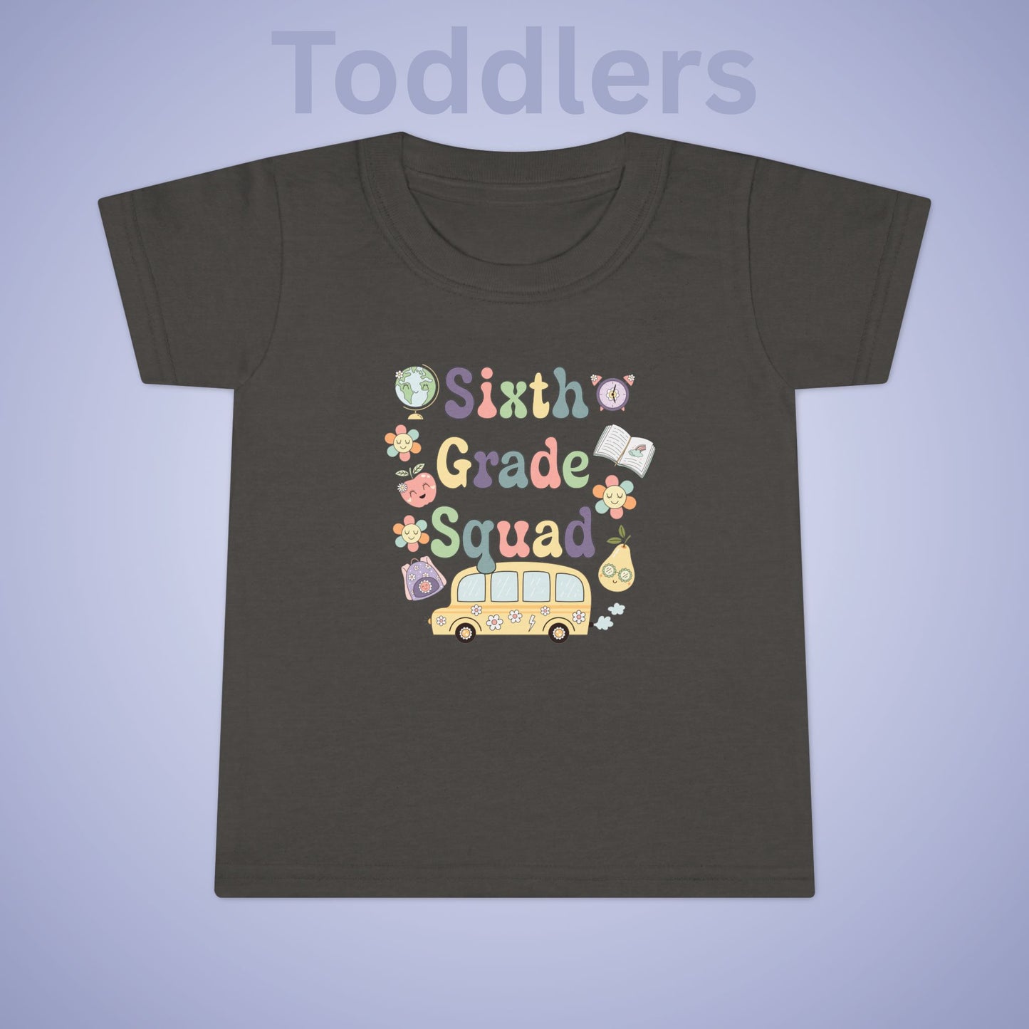 Sixth Grade Squad Retro Fun Kids Cotton T Shirt Back To School Toddler