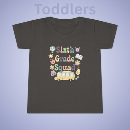 Sixth Grade Squad Retro Fun Kids Cotton T Shirt Back To School Toddler