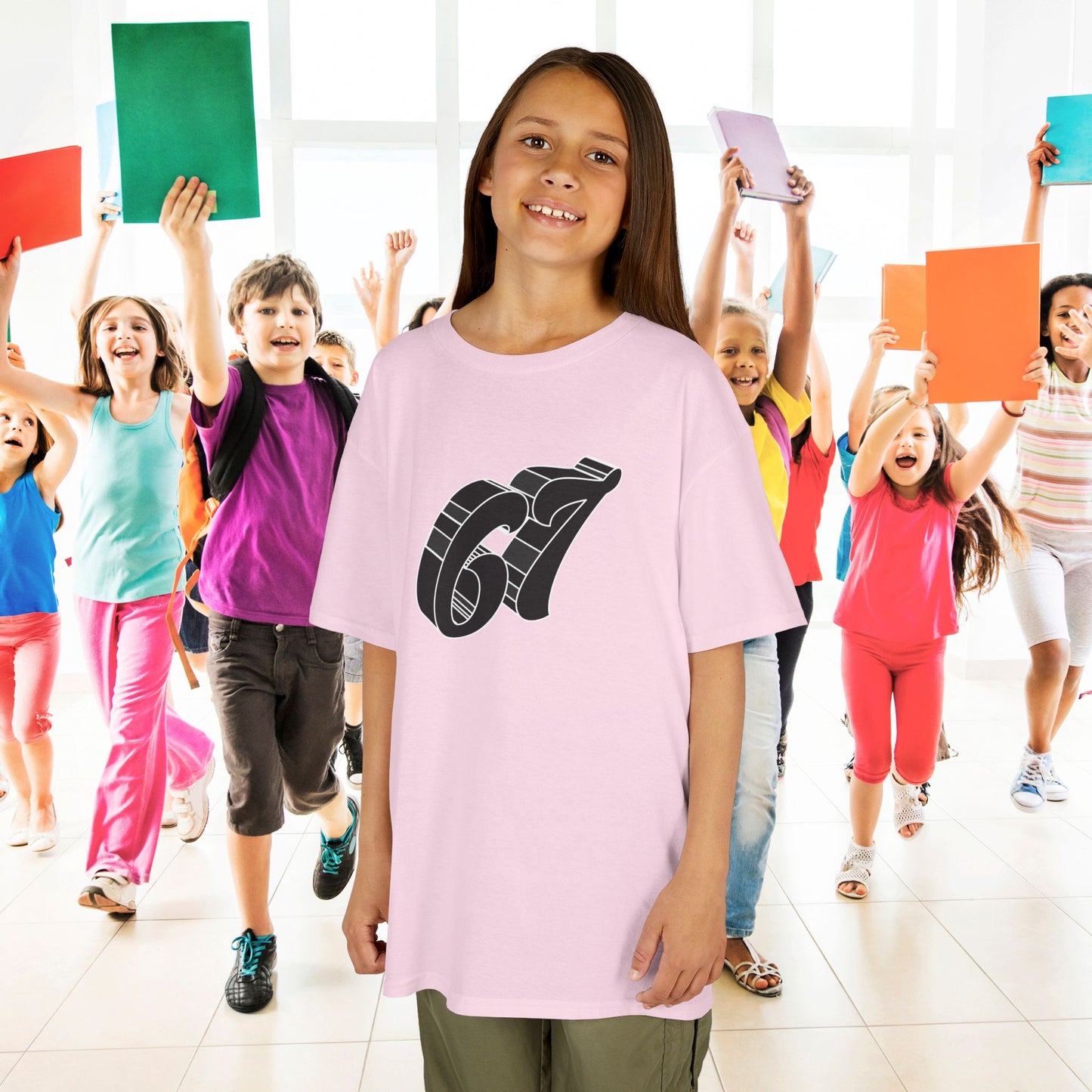 Black Word Art 67 Tee Fun Trending Kids Cotton T Shirt Six Seven Youth