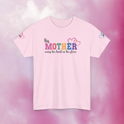 This Mother Wears Her Heart on Her Sleeve Personalized Mothers Day Gift T Shirt