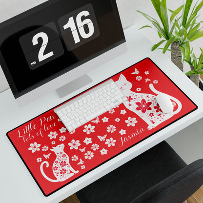 Little Paw Lots of Love Personalized Cat Desk Mat with Floral Design Mothers Day Gift