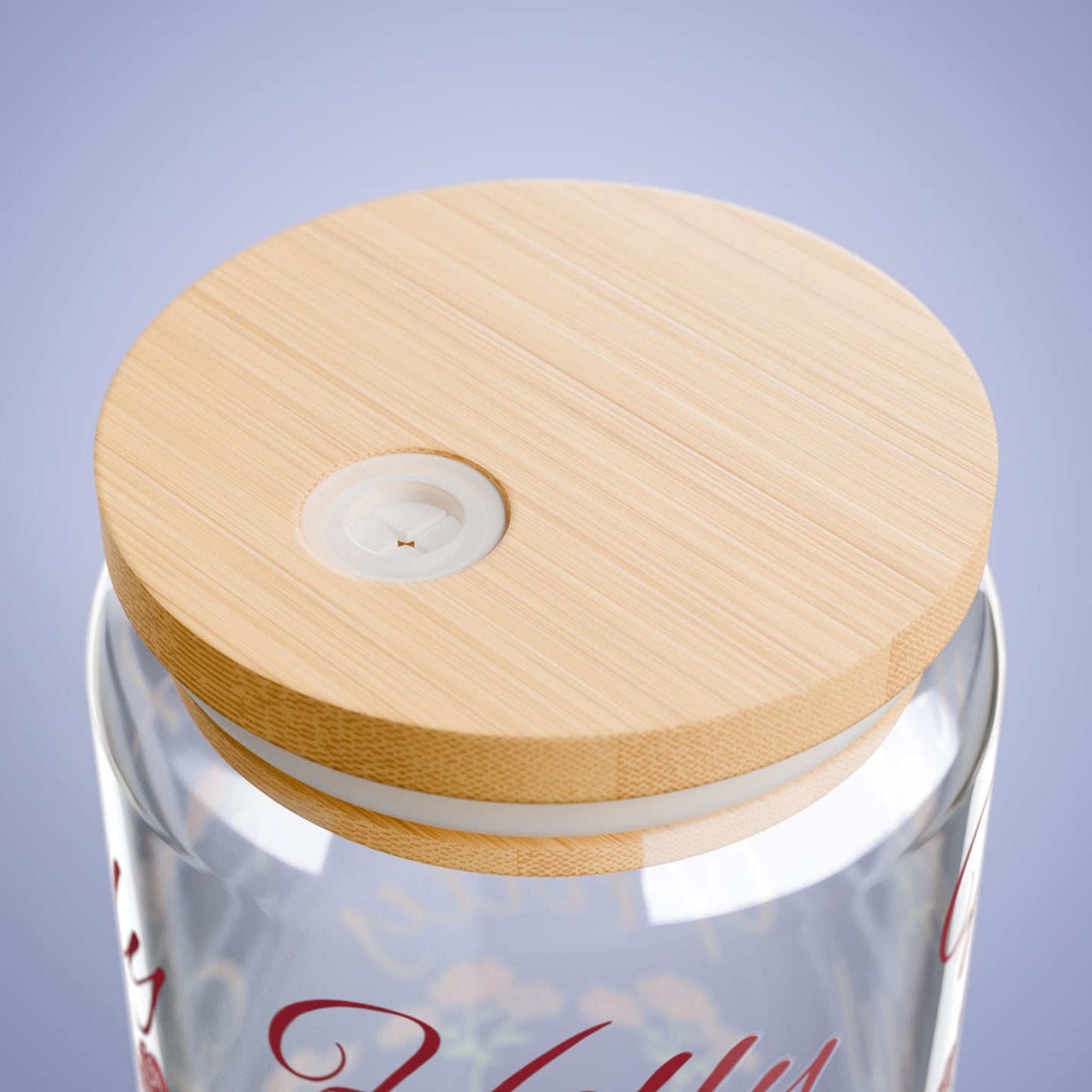June Birthday Roses Floral Personalized Sipper Glass Bamboo Lid