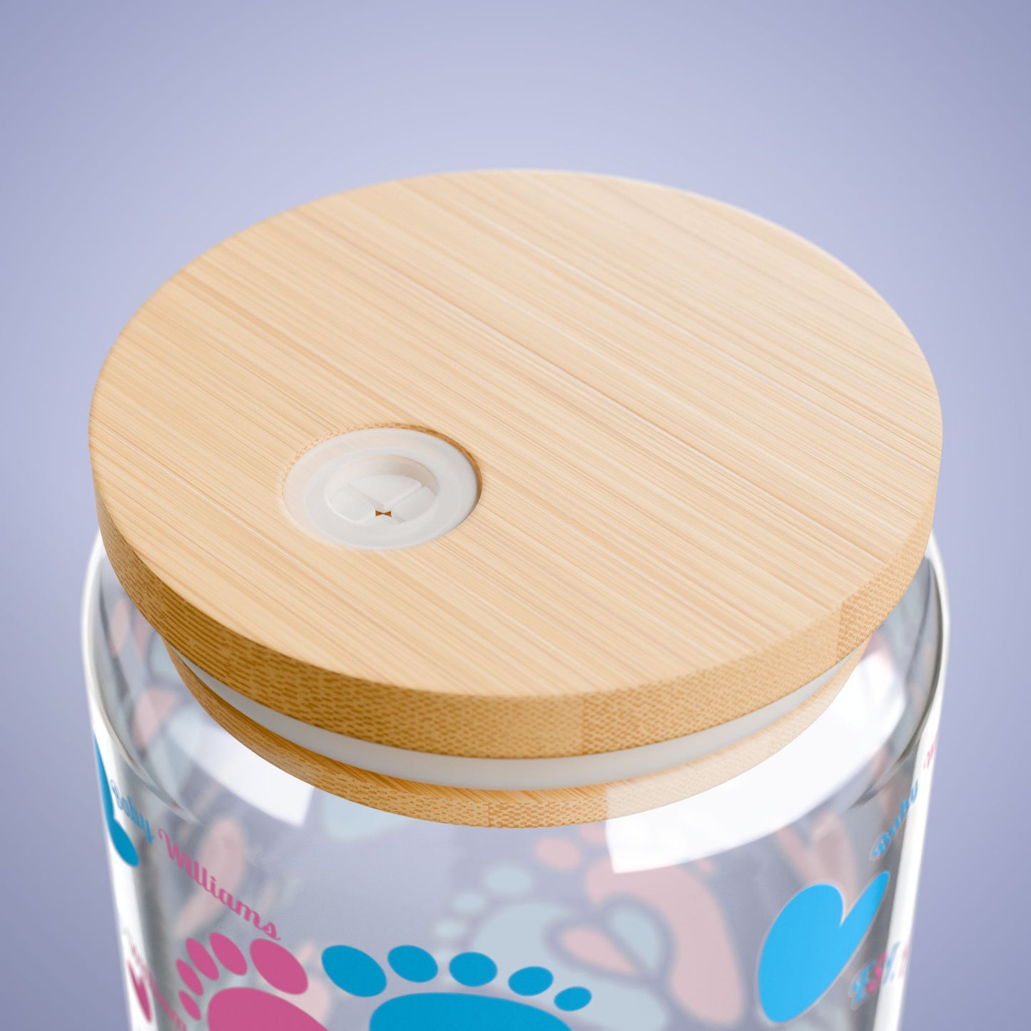 Pregnancy Announcement Gender Reveal Personalized Sipper Glass Bamboo Lid