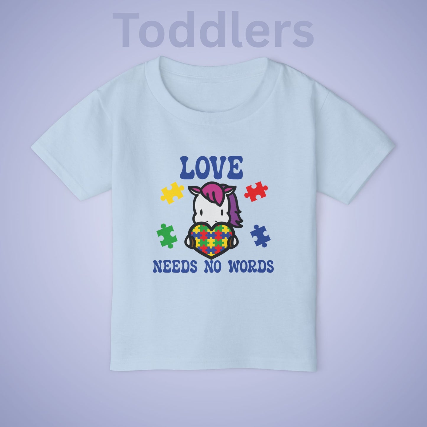 Love Needs No Words Unicorn Graphic Autism Awareness Cotton Toddler T Shirt