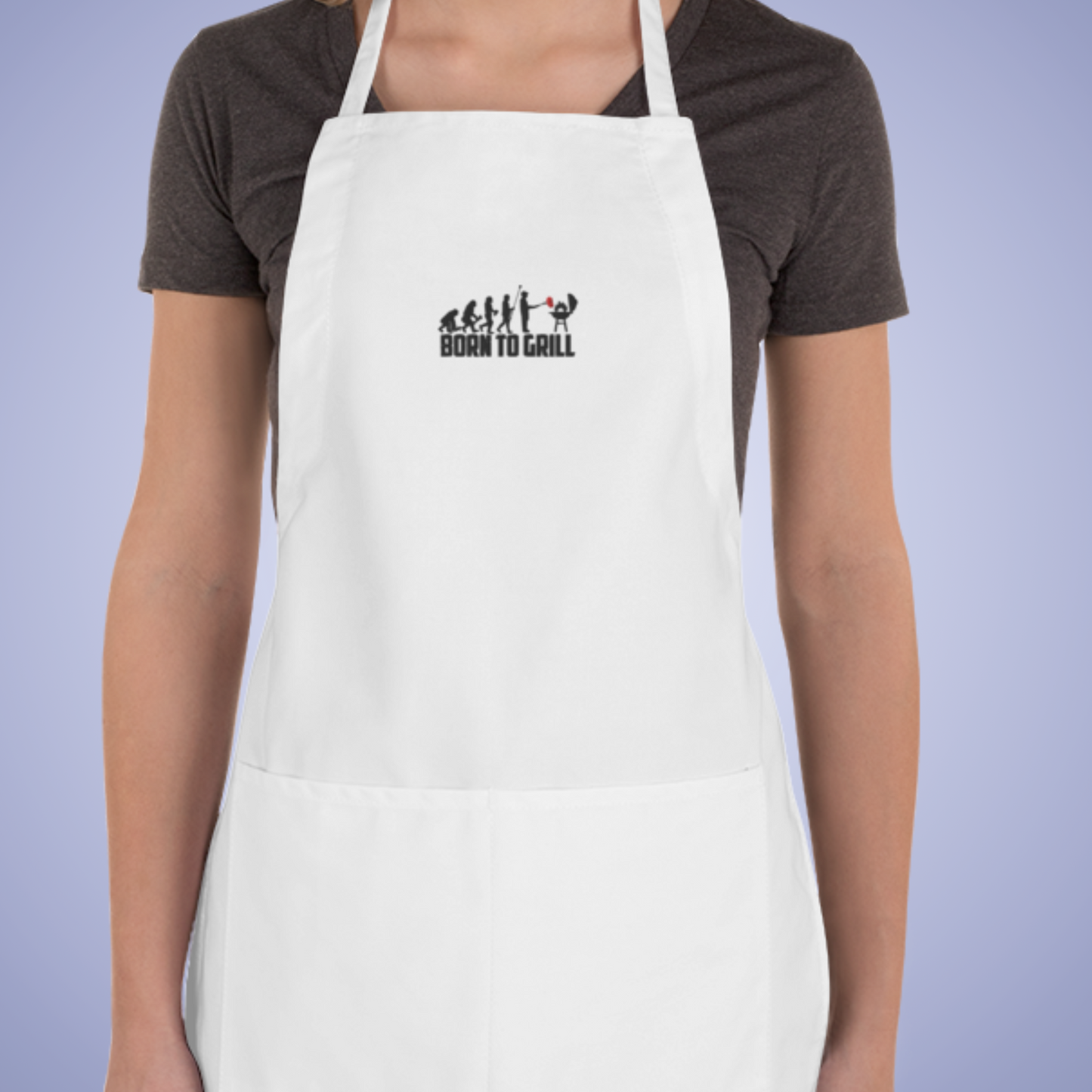 Born to Grill White Embroidered Funny Apron GIft