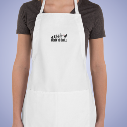 Born to Grill White Embroidered Funny Apron GIft