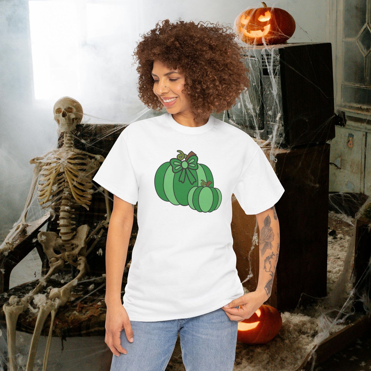 Thanksgiving Fall Inspired Halloween Green Pumpkin Unisex T Shirt