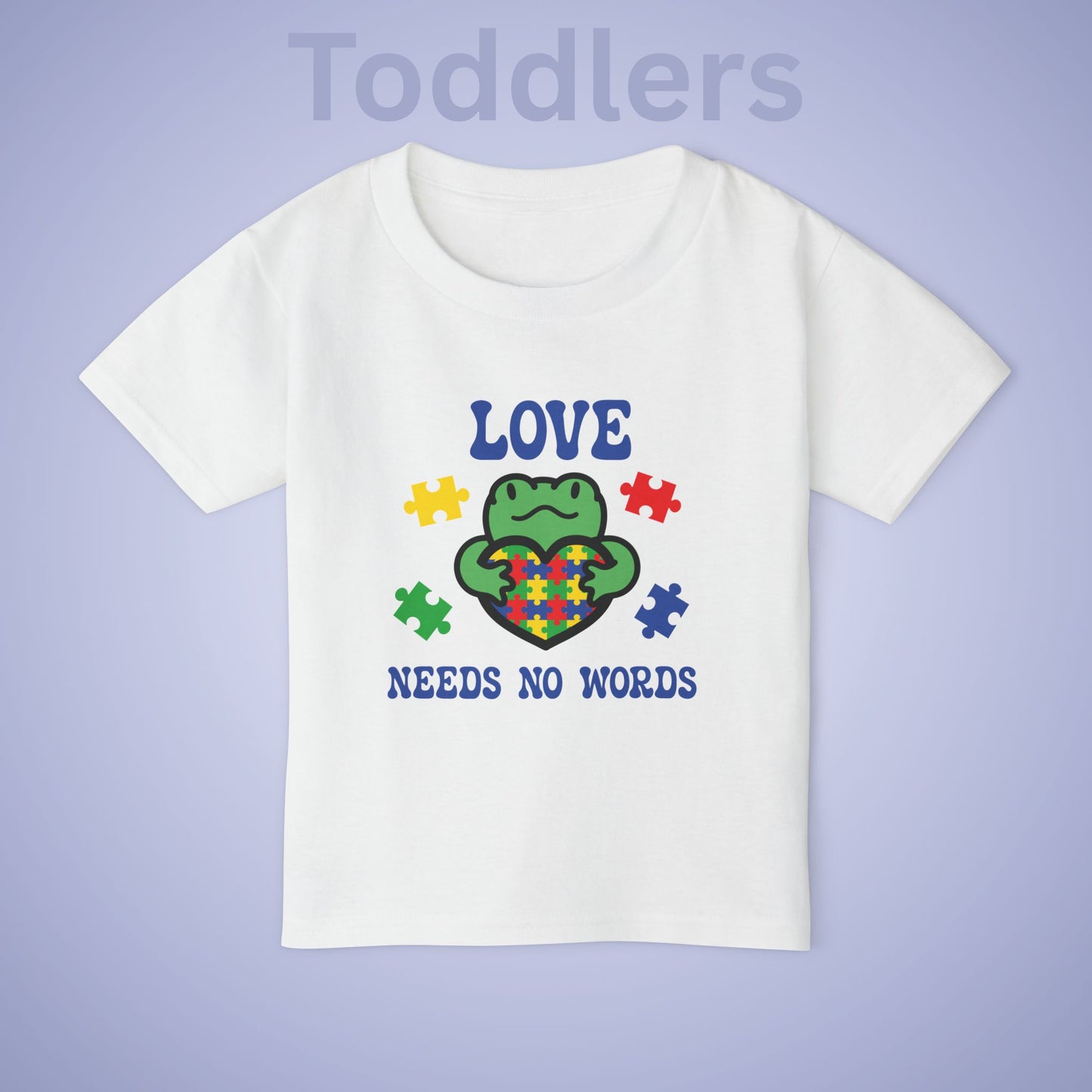 Love Needs No Words Frog Graphic Autism Awareness Cotton Toddler T Shirt