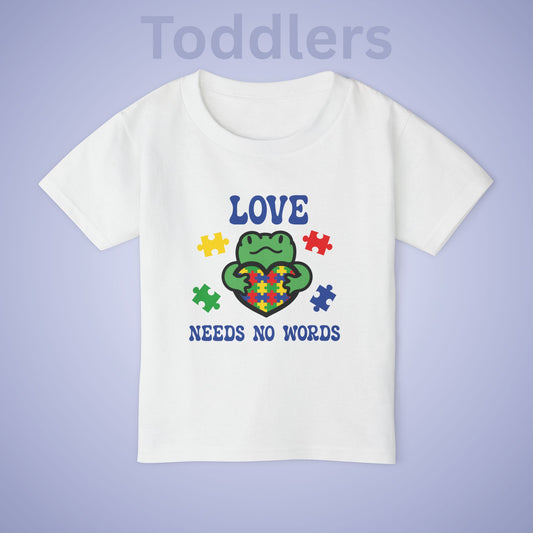 Love Needs No Words Frog Graphic Autism Awareness Cotton Toddler T Shirt