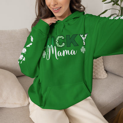 Lucky Mama St Patricks Day Green Unisex Hoodie Sweatshirt