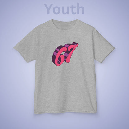 Pink Word Art 67 Tee Fun Trending Kids Cotton T Shirt Six Seven Youth