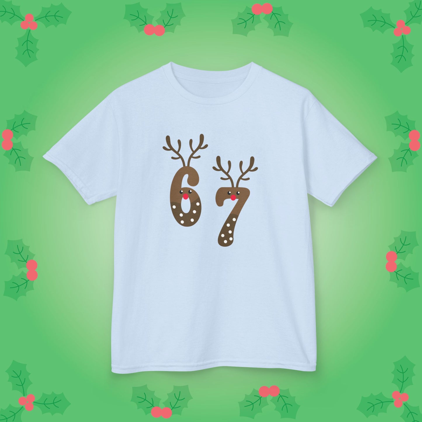 Reindeer Christmas 67 Tee Fun Trending Kids Cotton T Shirt Six Seven Youth