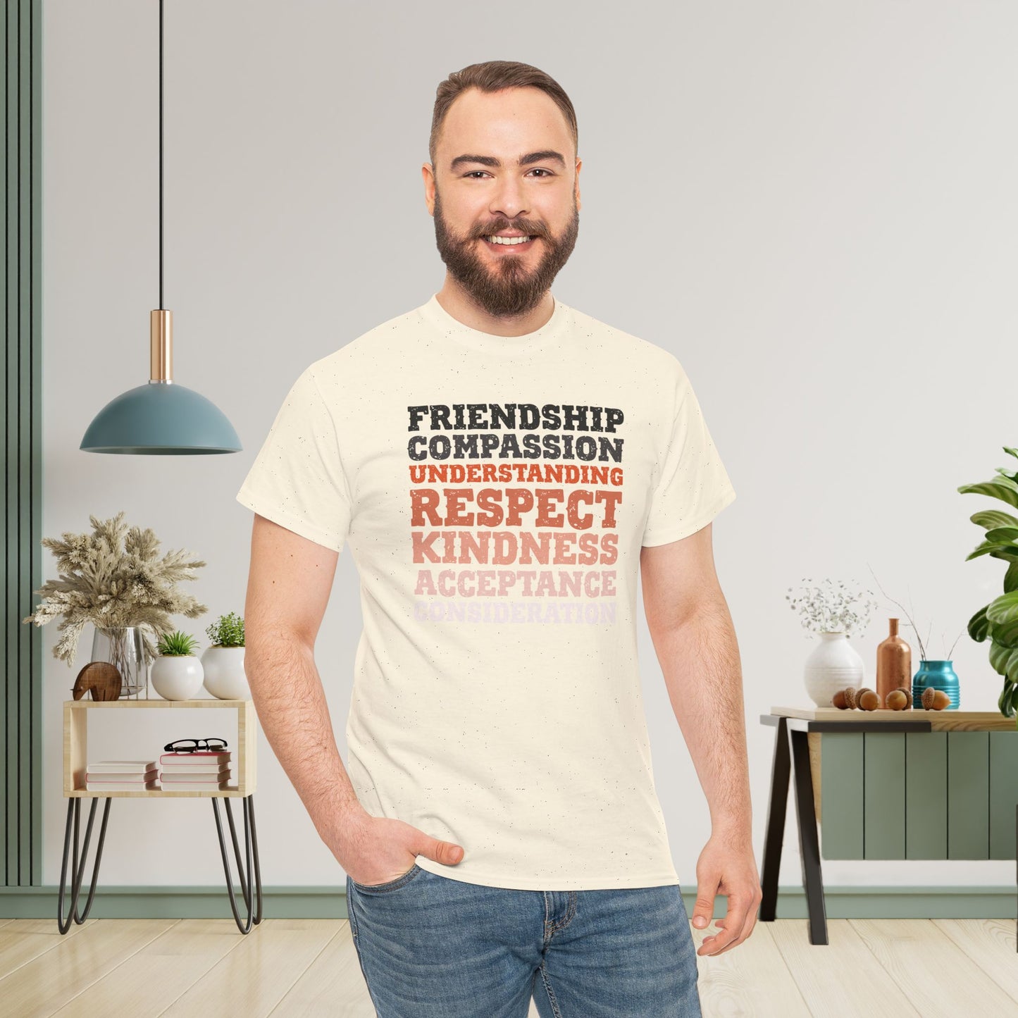 Kindness Word Block Grunge Orange Unity Day Teachers T Shirt Unisex