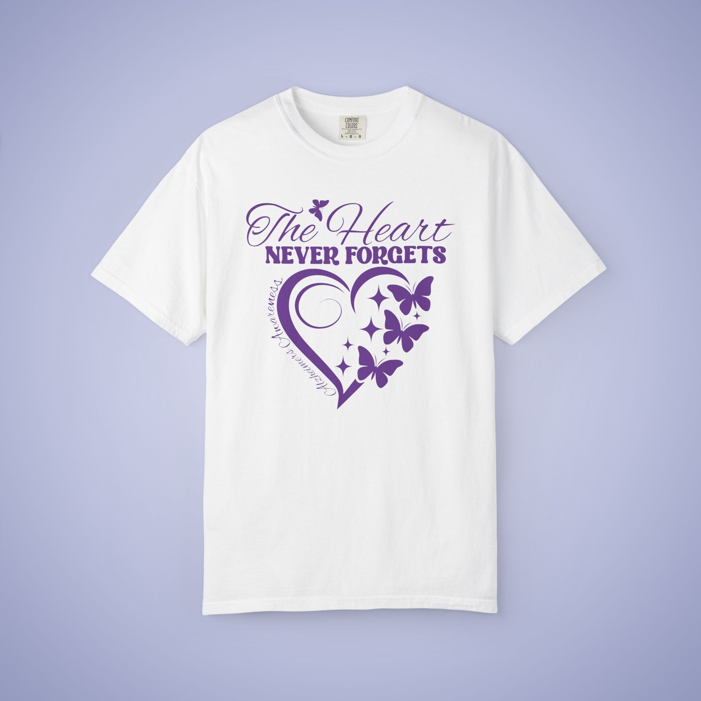 The Heart Never Forgets Alzheimers Awareness Comfort Colors T Shirt Unisex