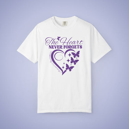 The Heart Never Forgets Alzheimers Awareness Comfort Colors T Shirt Unisex