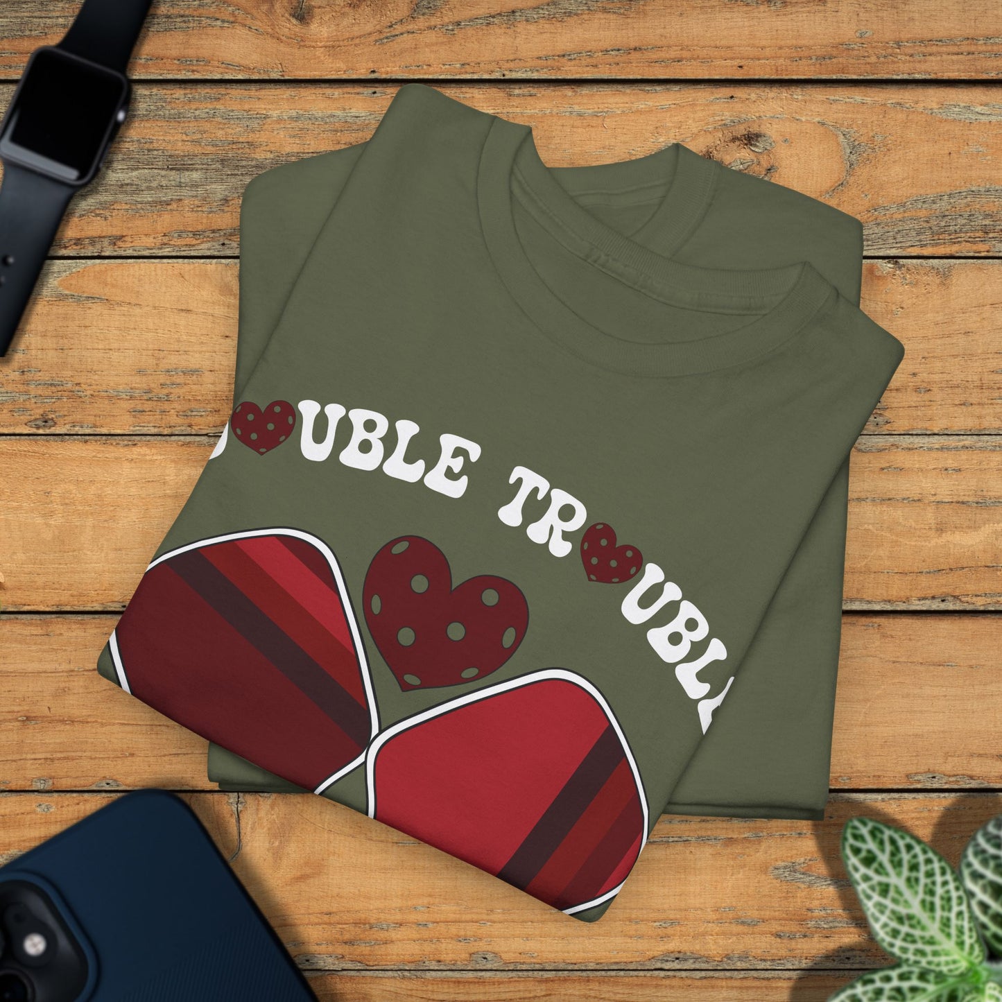 Double Trouble Pickleball T Shirt Retro Couple Matching Red Graphic Design