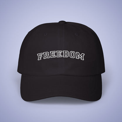 Freedom Embroidered Classic Dad Cap Unisex White Embroidery