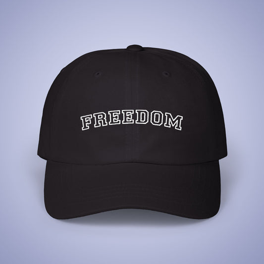 Freedom Embroidered Classic Dad Cap Unisex White Embroidery