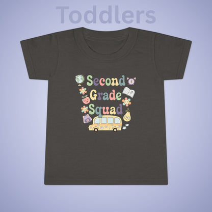 Second Grade Squad Retro Fun Kids Cotton T Shirt Back To School Toddler