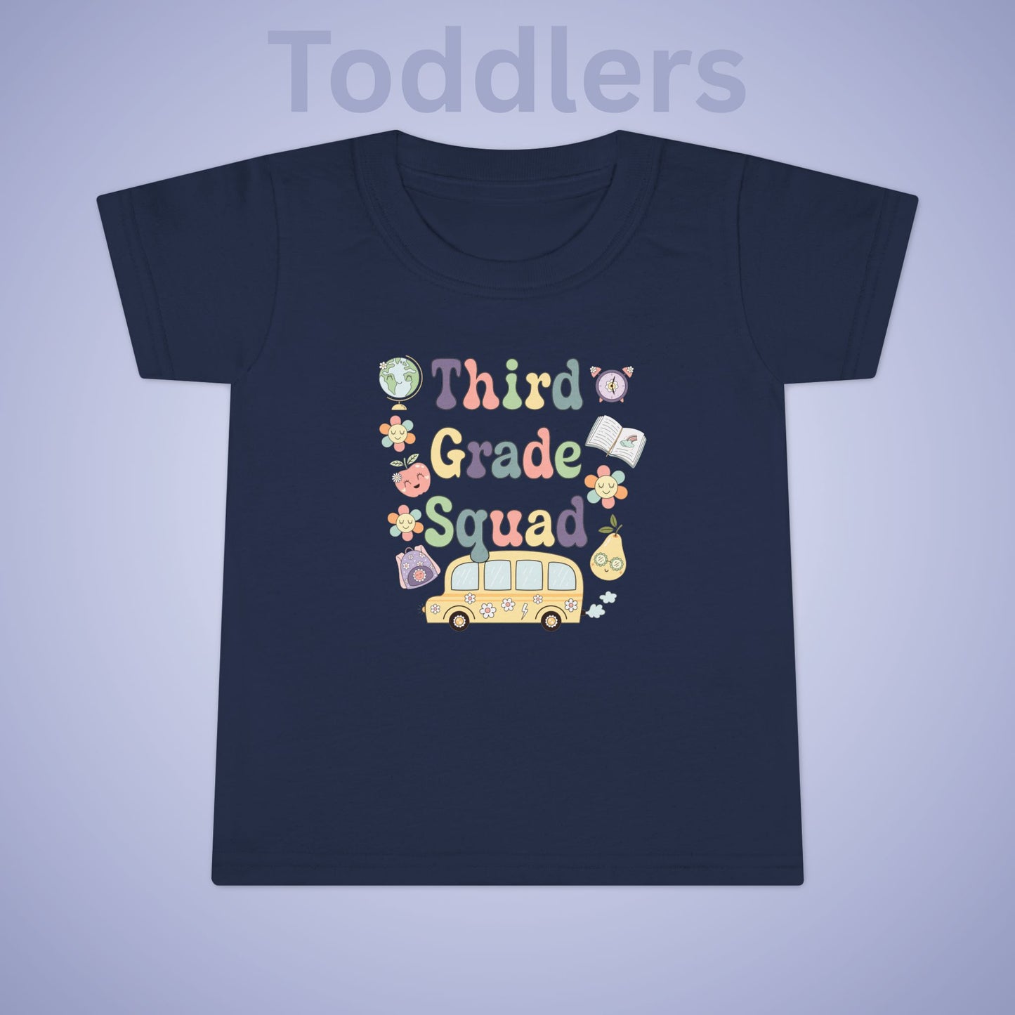 Third Grade Squad Fun Retro Kids Cotton T Shirt Back To School Toddler