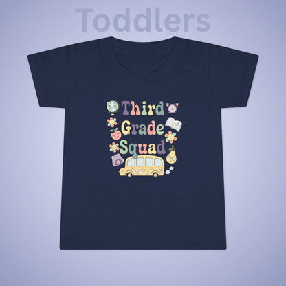 Third Grade Squad Fun Retro Kids Cotton T Shirt Back To School Toddler