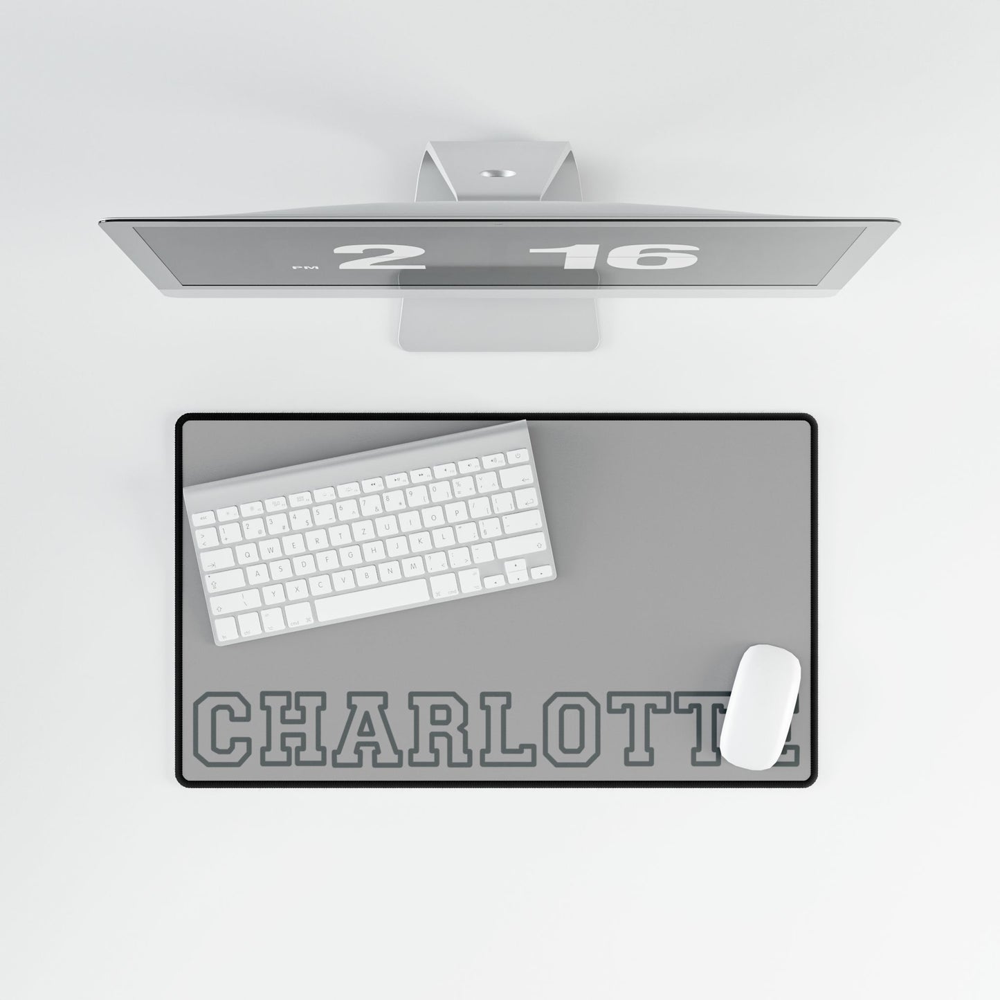 University Style Personalized Name Desk Mat Light Grey