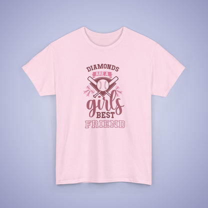 Diamonds Are a Girls Best Friend Baseball Coquette Bow Pink Graphic Sports Unisex T Shirt