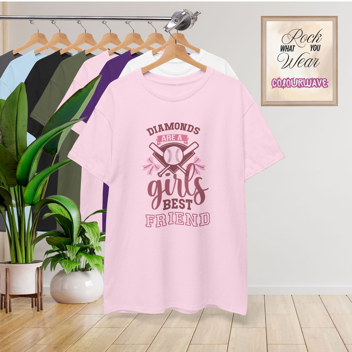 Diamonds Are a Girls Best Friend Baseball Coquette Bow Pink Graphic Sports Unisex T Shirt
