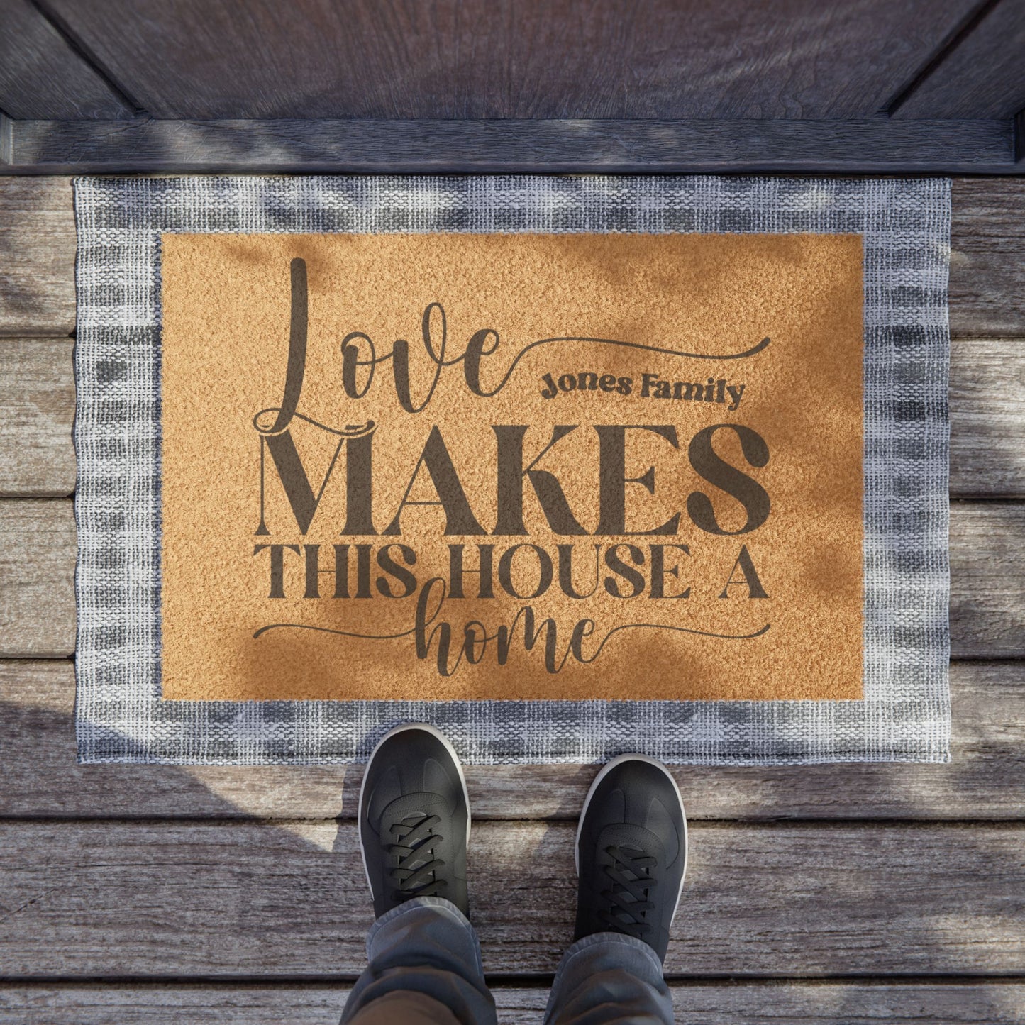 Love Makes this House a Home Personalized Door Mat