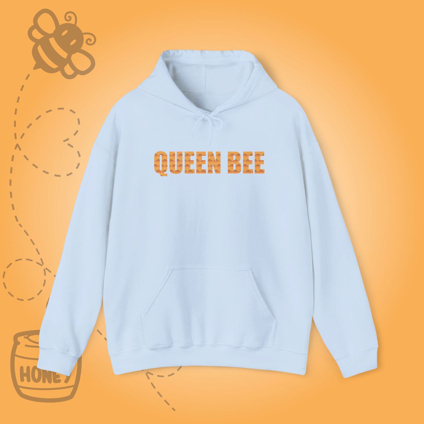 Queen Bee Sweet As Honey  Honeycomb Word Art Design Hoodie Sweatshirt