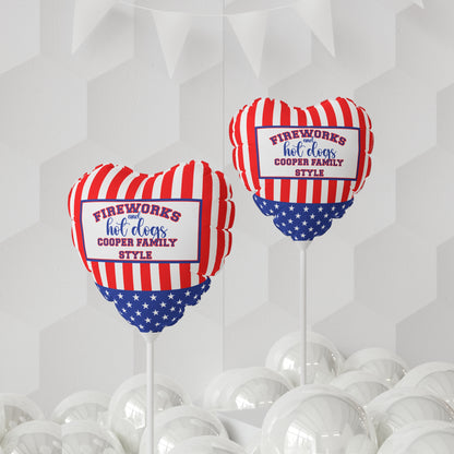 Fireworks and Hot Dogs Personalized Patriotic July 4th Home Decor Party Balloon USA Flag