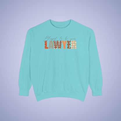 Blessed to be Your Lawyer White Thanksgiving Patterned Word Art Comfort Sweatshirt Unisex