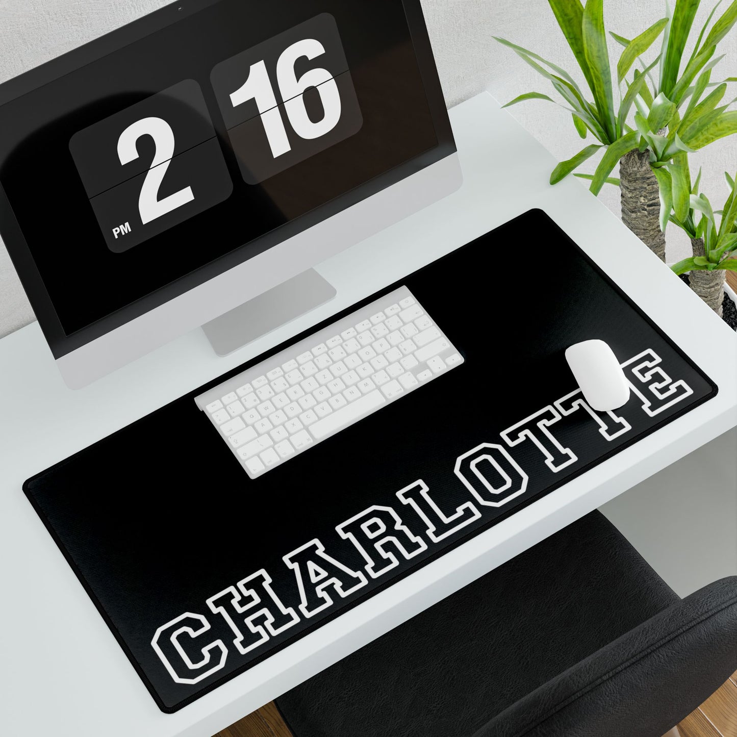 University Style Personalized Name Desk Mat Black