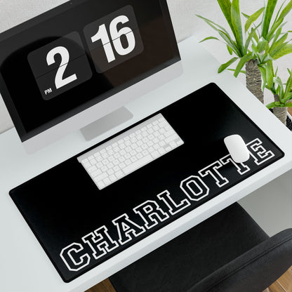 University Style Personalized Name Desk Mat Black
