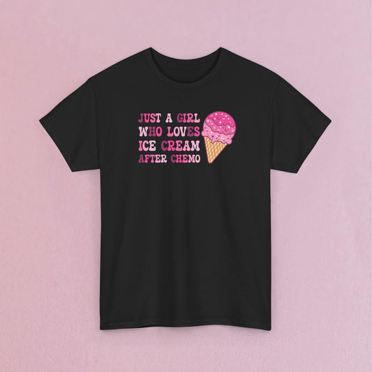 Just a Girl Who Loves Ice Cream After Chemo Breast Cancer Support T Shirt