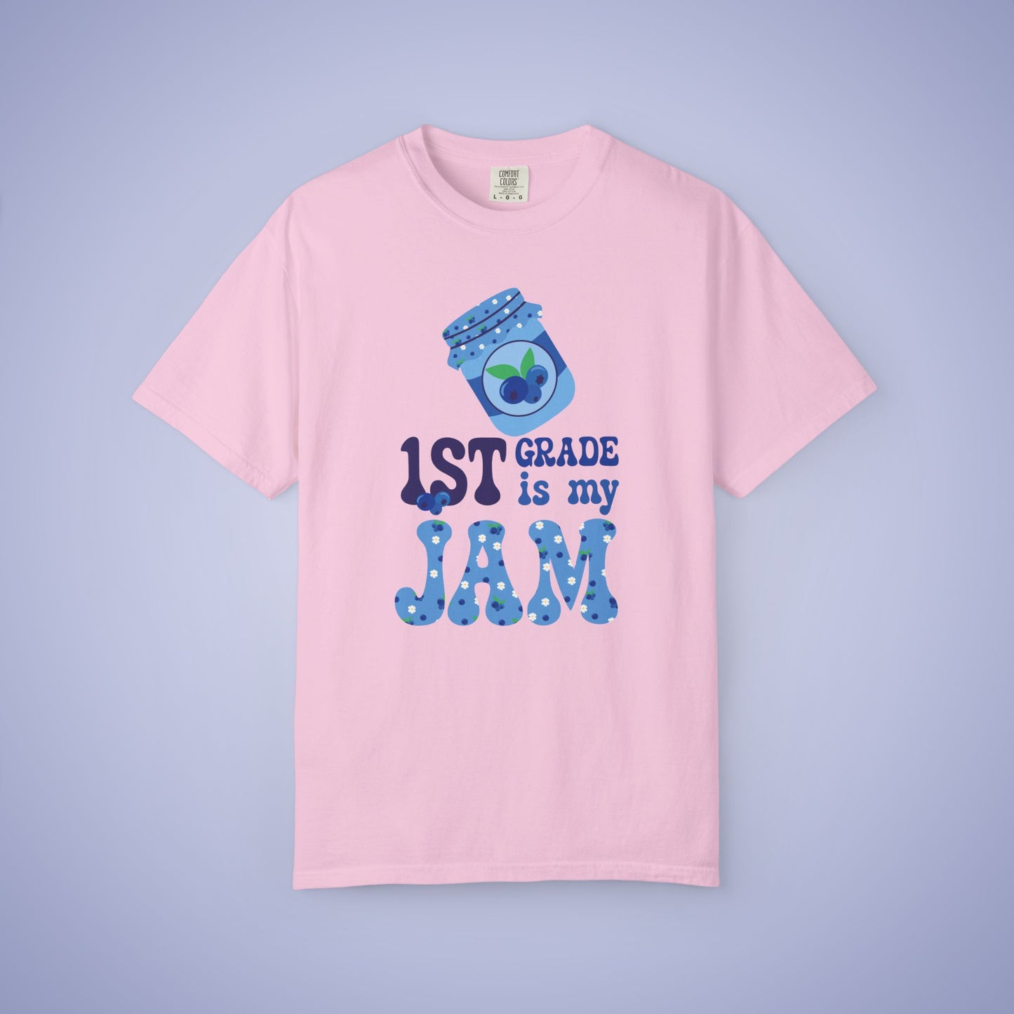First Grade is my Jam Blueberry Teacher T Shirt Comfort Colors Unisex Back to School