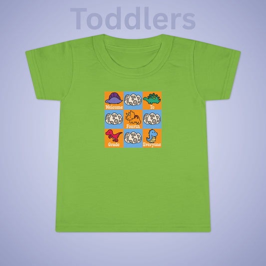 Fourth Grade Fun Dinosaurs Kids Cotton T Shirt Back To School Toddler