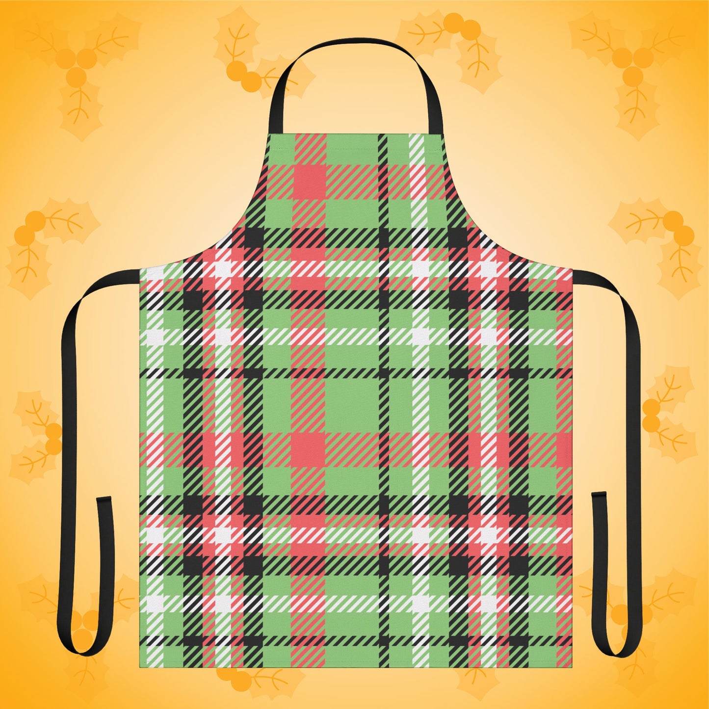 Mistletoe Christmas Plaid Kitchen Apron