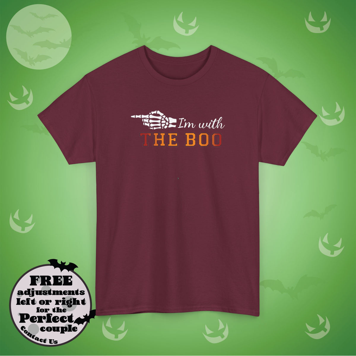 Im With THE BOO Couple Matching T-Shirt | Skeleton Halloween Design